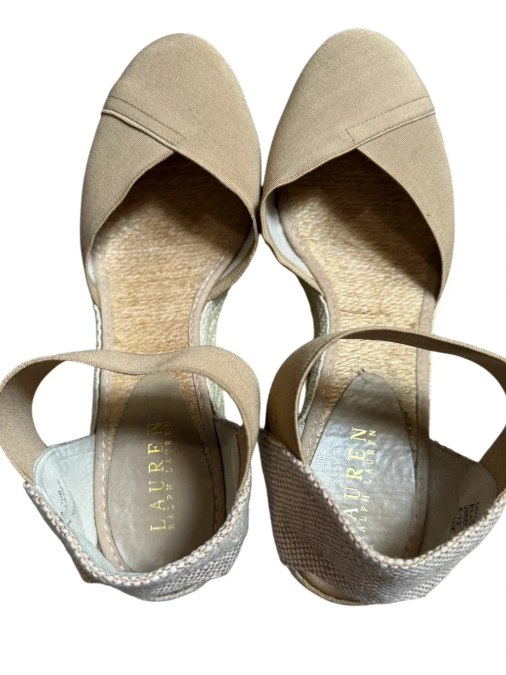 Ralph Lauren Natural Charla‎ Canvas Espadrille Wedge Sandal 10 Old Money Coastal